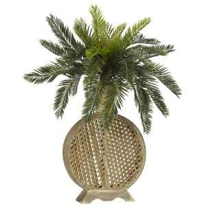  Real Looking Cycas w/Decorative Vase Silk Plant Green 