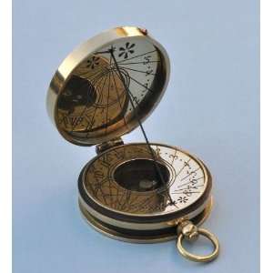  Polished Pocket Sundial Compass with Cord Gnomon