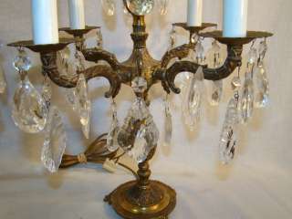   ITALIAN Brass CANDELABRA Hanging CRYSTAL Victorian Mansion LAMP  