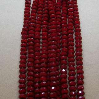 Porcelain Dark Red 6*8MM Crystal Rondelle Oblate Bead  