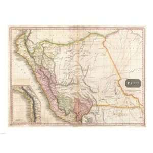  1818 Pinkerton Map of Peru Poster (24.00 x 18.00)