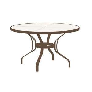   Clear Top Patio Dining Table with Umbrella Hole Smooth Snow Finish