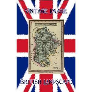   14 x 10 cm) Gloss Stickers British Landscape Bedfordshire Daltons Map