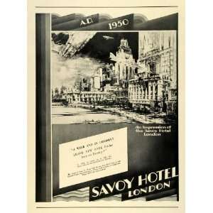  1930 Ad Savoy Hotel London Luxury Lodging Thames River T 