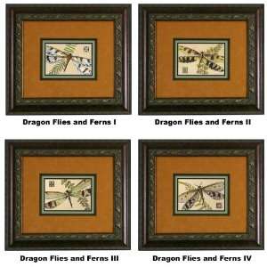  International Arts Dragon Flies and Ferns I IV Framed 