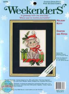 Cross Stitch Kit ~ JCA Weekenders Holiday Kitty Cat Christmas & Mat 