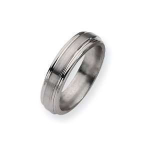  Titanium Grooved Edge 6mm Satin and Polished Band Size 9 