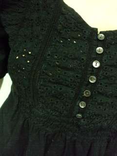 Womens BANANA REPUBLIC Black Cotton Eyelet top Shirt XS  