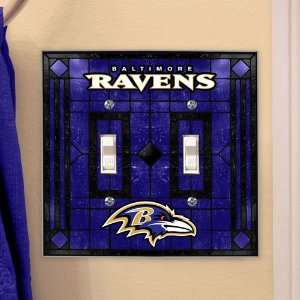  Baltimore Ravens NFL Art Glass Double Switch Plate Cover 