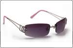WOMENS WIRE FRAME DG SUNGLASSES RIMLESS LENSE RED TIPS A5  