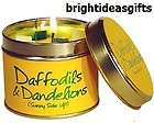  flame scented candle tin daffodils dandelions location united kingdom