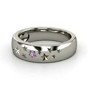 Supernova Band, Sterling Silver Ring with Amethyst
