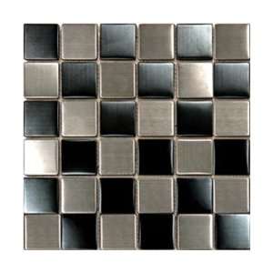 com Metal Mosaic Tiles Earthworks Silver & Black 1 7/8 Square Mosaic 