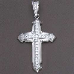   rhodium plated style cross stones russian cubic zirconia hand set