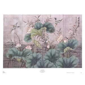  Lotus Pond (Chinese Screen) Poster Print