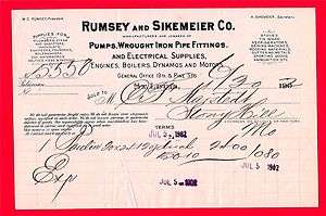 1892 Rumsey & Sikemeier Co Billhead Invoice St Louis Mo  