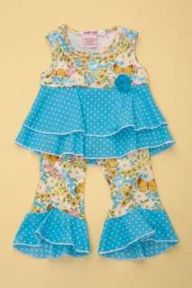 Baby Nay Vintage Butterfly Ruffle Top Pant Set New 5 6  