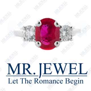 02 CT RUBY AND DIAMOND RING SET IN PLATINUM  