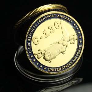   USAF C 130 Gold plated Colorized Challenge Coin 218 