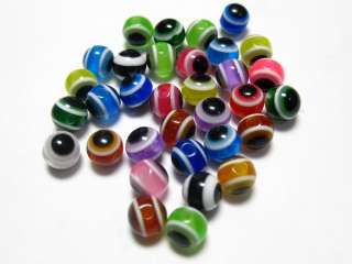 1000 Mixed Colour Acrylic Evil Eye Ball Round Beads 6mm  
