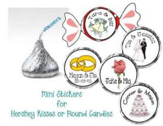 Mini Round WEDDING FAVOR Candy STICKERS Hershey Kisses  