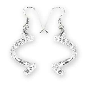 Ashley Arthur .925 Solid White Crystal Small Swirling Dangle Earrings 