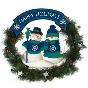  BSS   Seattle Mariners MLB Snowman Christmas Wreath (20 