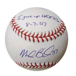 Mike Bacsik Washington Nationals Autographed Baseball with I gave up 