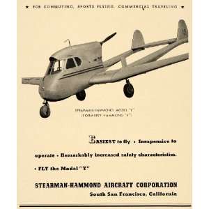  1937 Ad Stearman Hammond Aircraft Model Y Fly Aircraft 