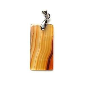 Brazilian Agate Gemstone Rectangle Pendant with Corded Necklace
