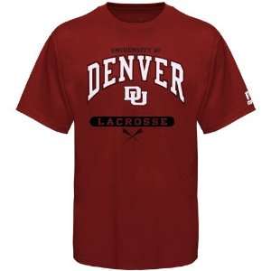  NCAA Russell Denver Pioneers Crimson Lacrosse T shirt 