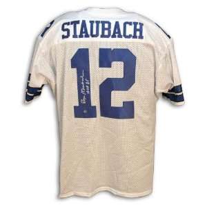  Autographed Roger Staubach Dallas Cowboys White Throwback 