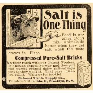  1907 Ad Belmont Stable Supply Compressed Salt Bricks 