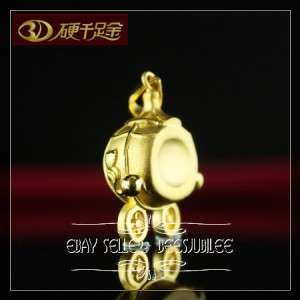 Solid 3D 3 dimention 99.9% Purity 24K Hard Yellow Gold Pendant Crown 