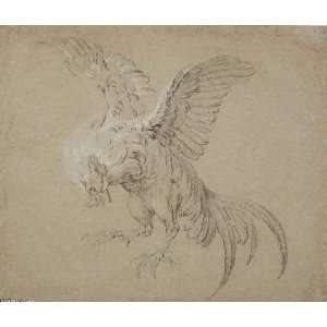    Baptiste Oudry   24 x 20 inches   A Fighting Rooster