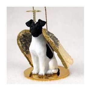  Fox Terrier Angel Dog Ornament   Black & White