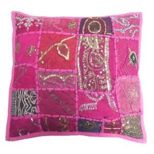  1 Pc Traditional Pink Patchwork Sequin Cushion Cover Free 