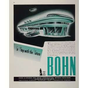  1943 WWII Ad Bohn Futuristic Service Gas Station NICE 