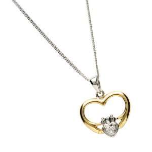  Diamond Claddagh Heart Pendant   Made in Ireland Jewelry