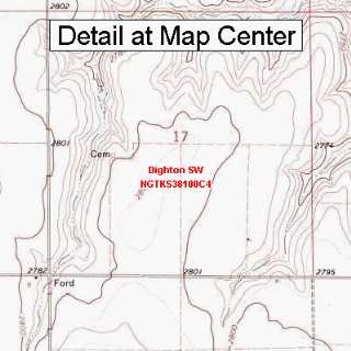  Topographic Quadrangle Map   Dighton SW, Kansas (Folded/Waterproof