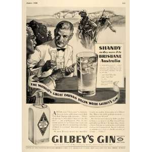  1938 Ad Gilbeys Gin Brisbane Australia Safari Hunters 