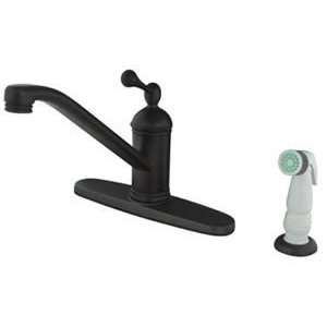   Single Handle Kitchen Faucet With White Side Spray   Oil Rubbed Bron