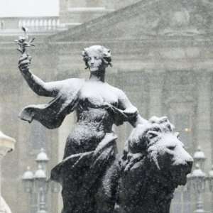 Snow Covered Statue Outside Buckingham Palace, January 