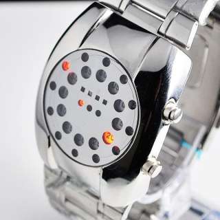 New Stainless steel Magic Red Light Display Watch Digital LED 