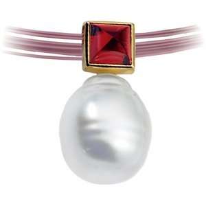   Garnet Pearl Pendant South Sea Cultured Pearl Genuine Rhodolite Garnet