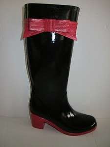 Kate Spade Black & Red Randi Rubber Rainboots boots 9 M  