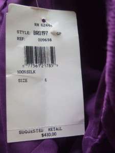 NICOLE MILLER purple strapless SILK gown   formal full length dress $ 