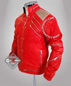 Michael Jackson Red Beat It Jacket in Real Leather  