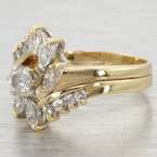   Yellow Gold Diamond Vintage Engagement Wedding Ring Set Bands  
