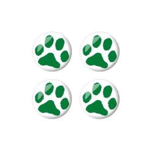 Paw Print   Green   3D Domed Set of 4 Stickers Badges Wheel Center Cap
